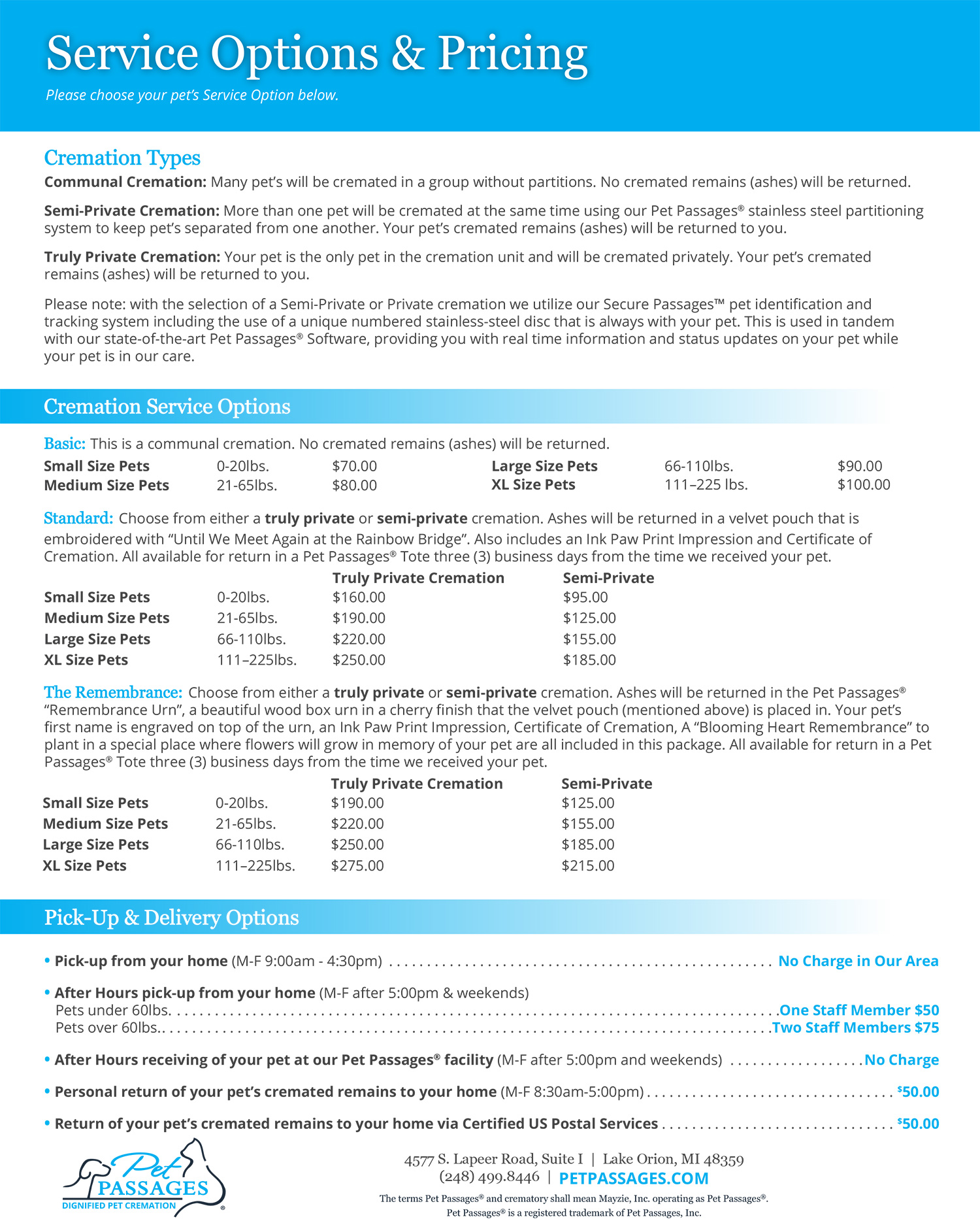 Pricing Lake Orion MI